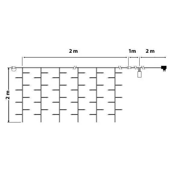 Koppelbaar lichtgordijn H2 m warmwit 96 LED 127