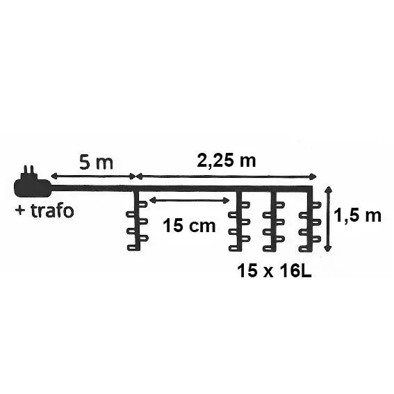 Rideau lumineux H1,50 m Super chaser Blanc chaud 240 LED 6