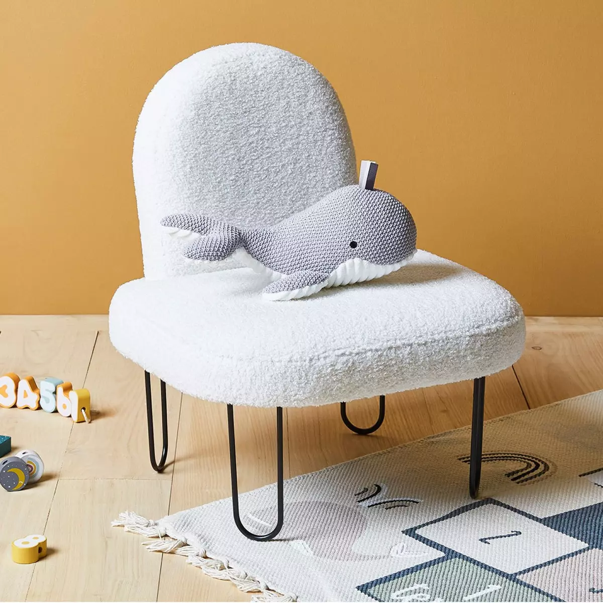 Poltroncina bambino velluto Augustin Bianco 1