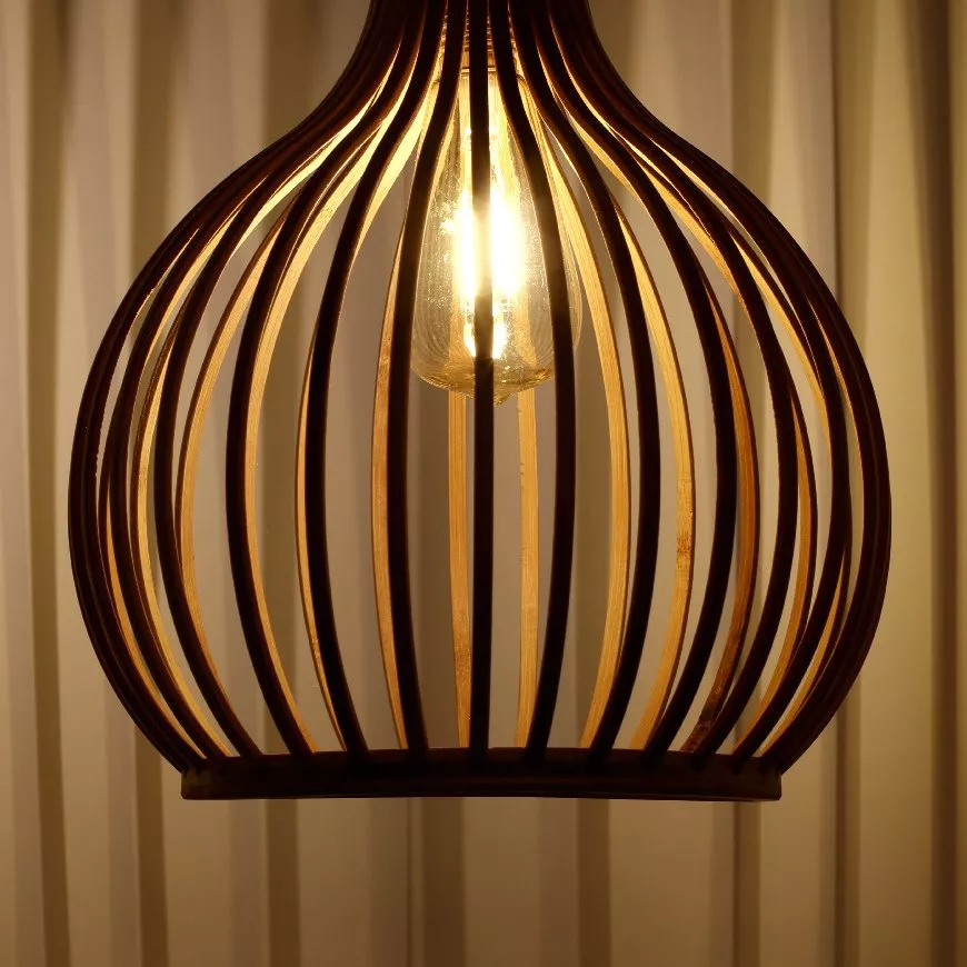 Suspension solaire LED Bambou - Naturel/Blanc chaud 2