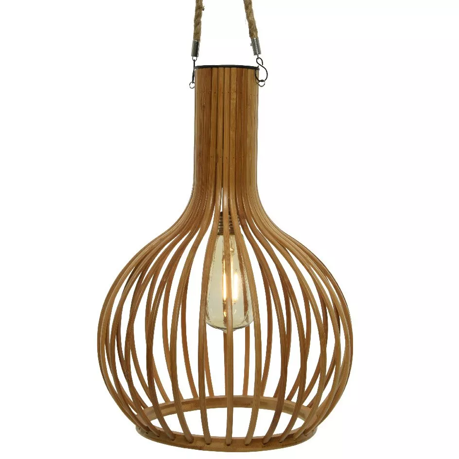 Suspension solaire LED Bambou - Naturel/Blanc chaud 3