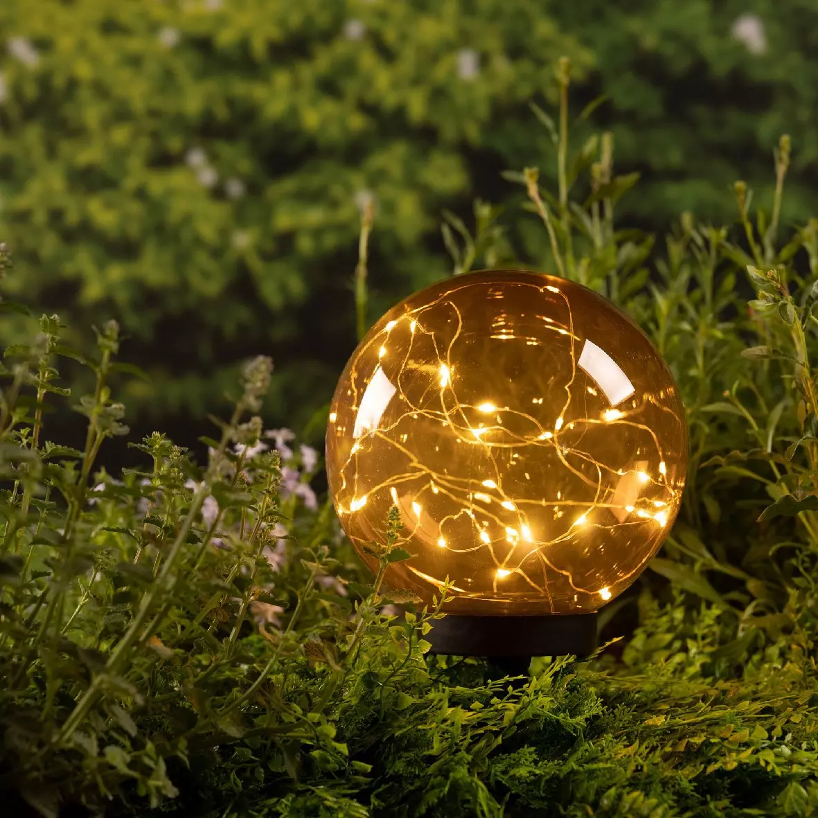 Borne de jardin solaire Crystal 30 LED - Orange 1
