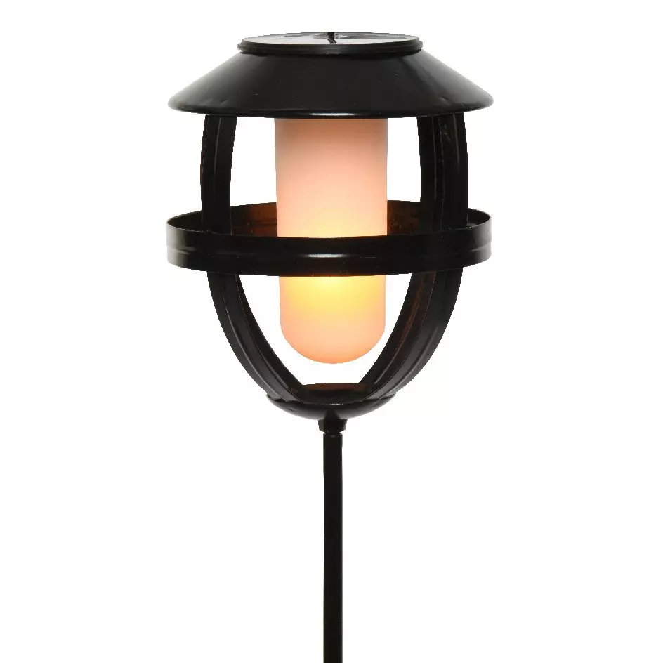 Borne de jardin à LED solaire Effet flamme - Noir 2
