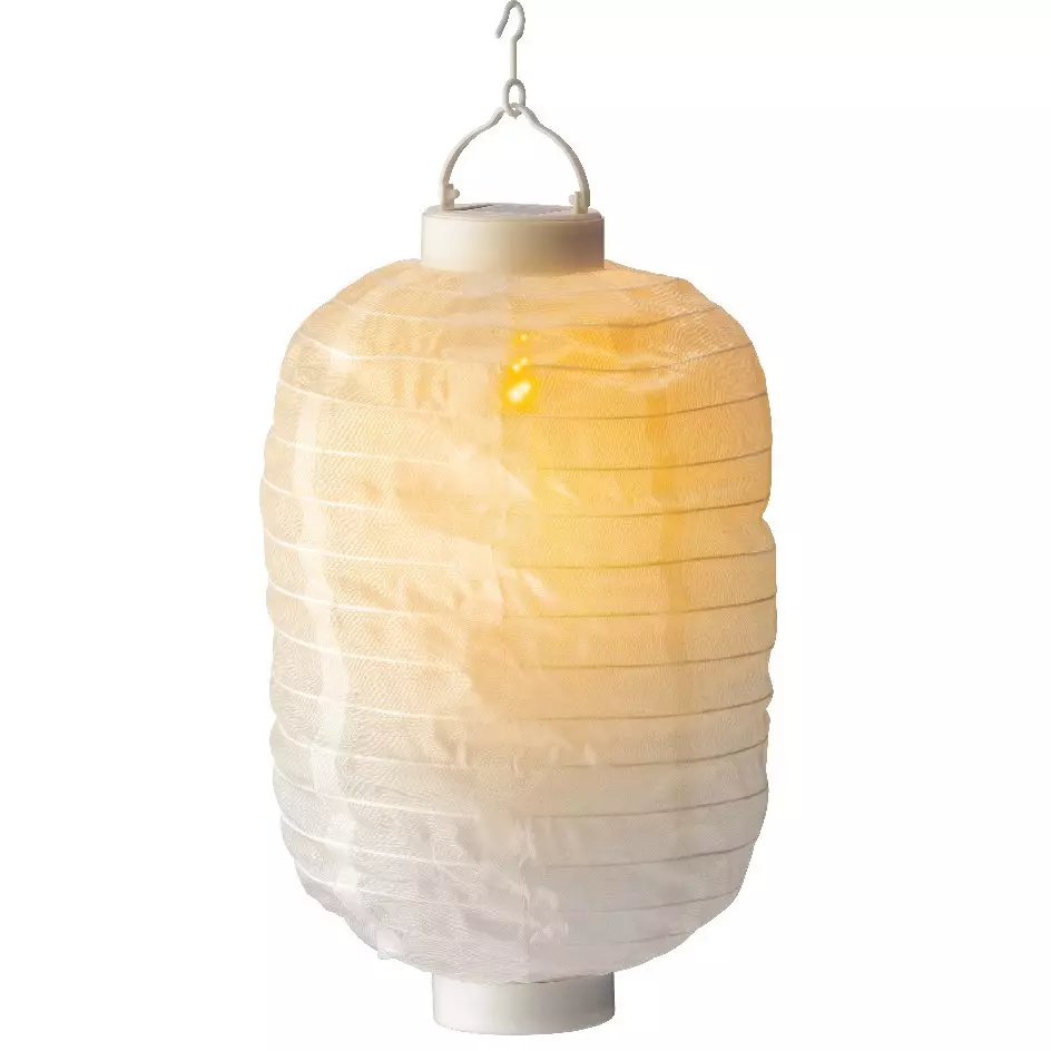 Lanterne chinoise solaire LED Cylindre effet flamme - Blanc chaud 4