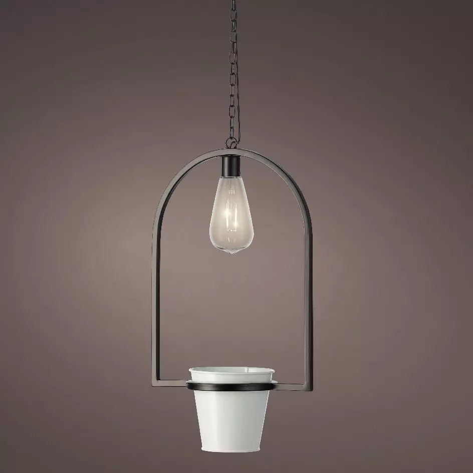 Übertopf mit LED Melya Weiß 1