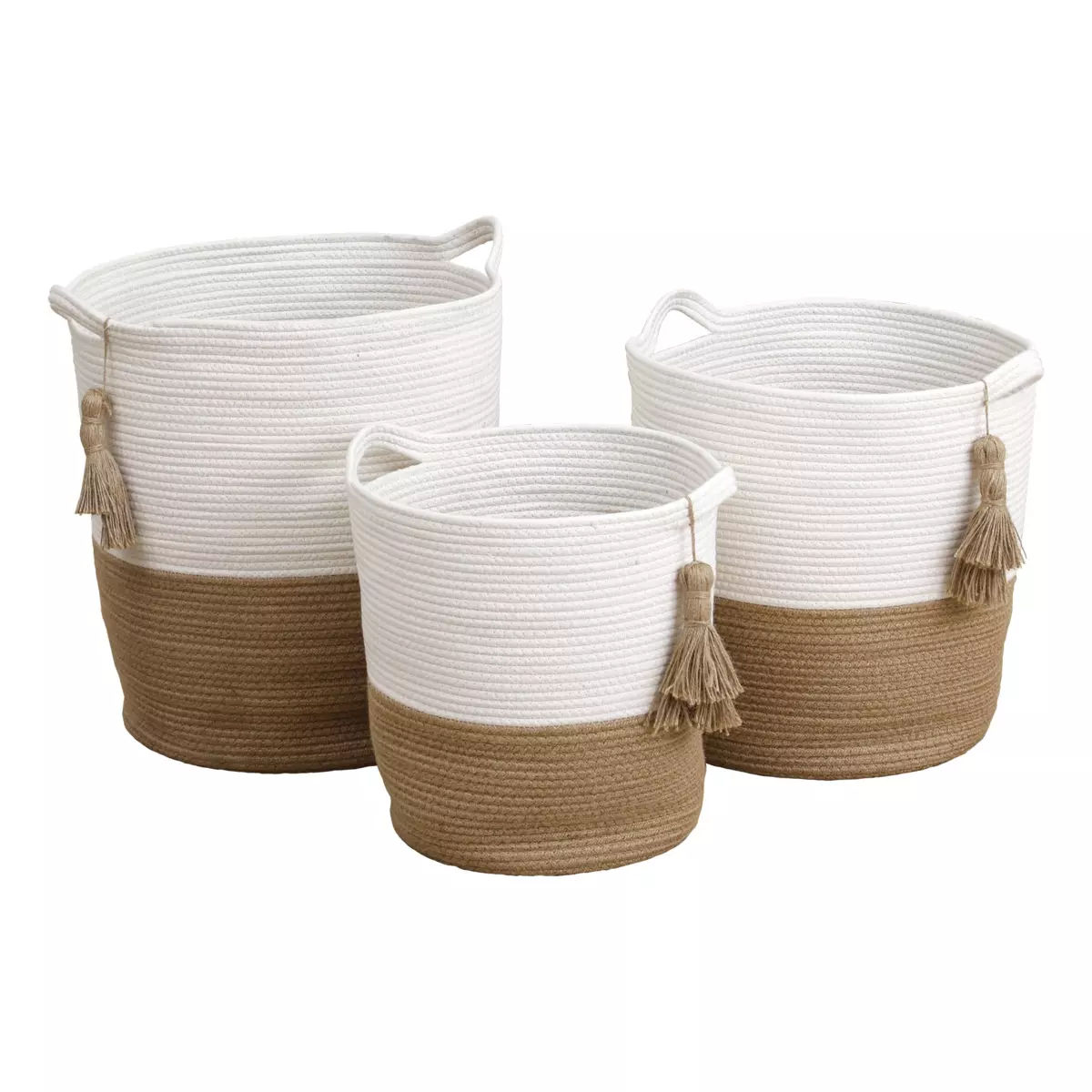Set di 3 cesti à linge Pompons Camel