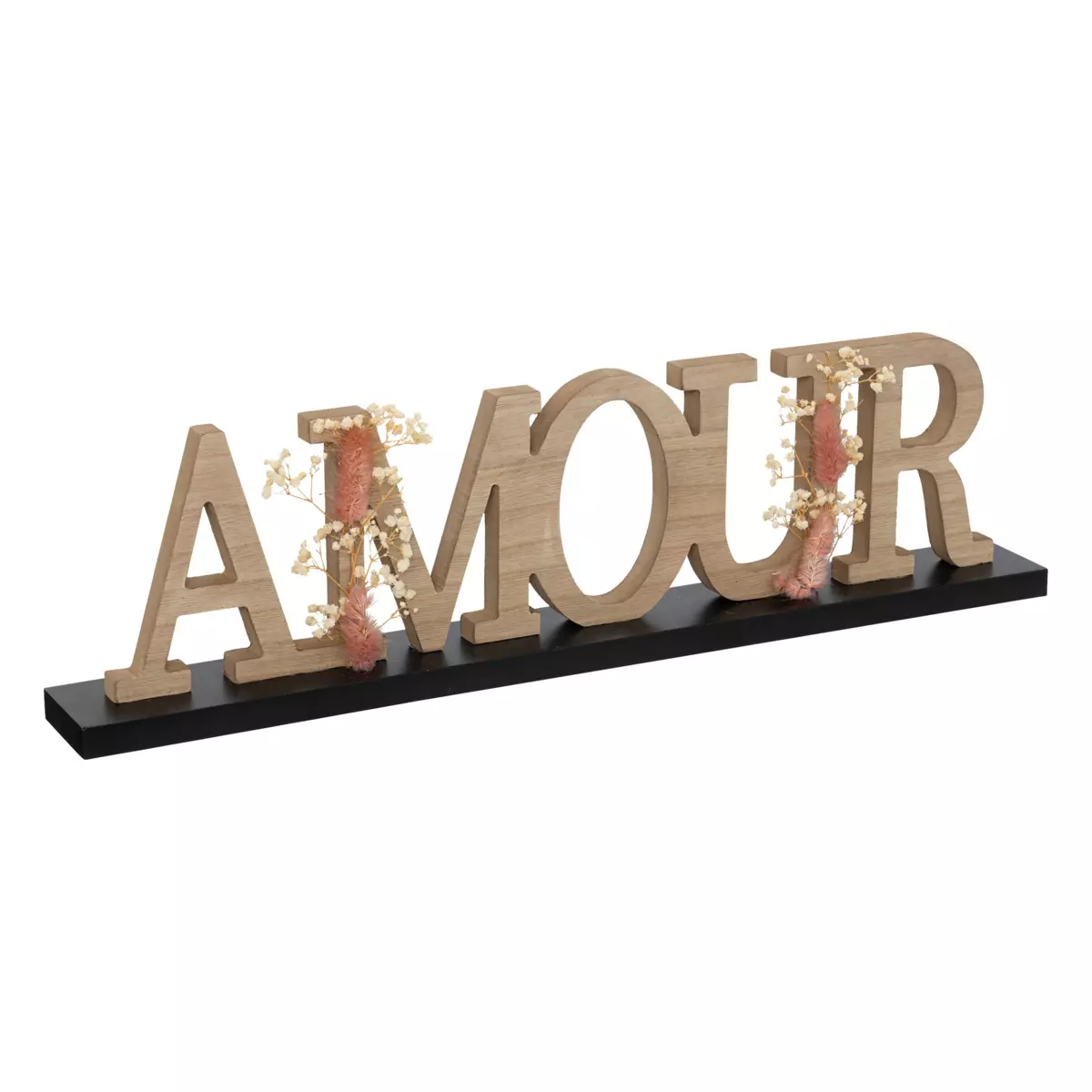 Schriftzug Holz Amour Beige