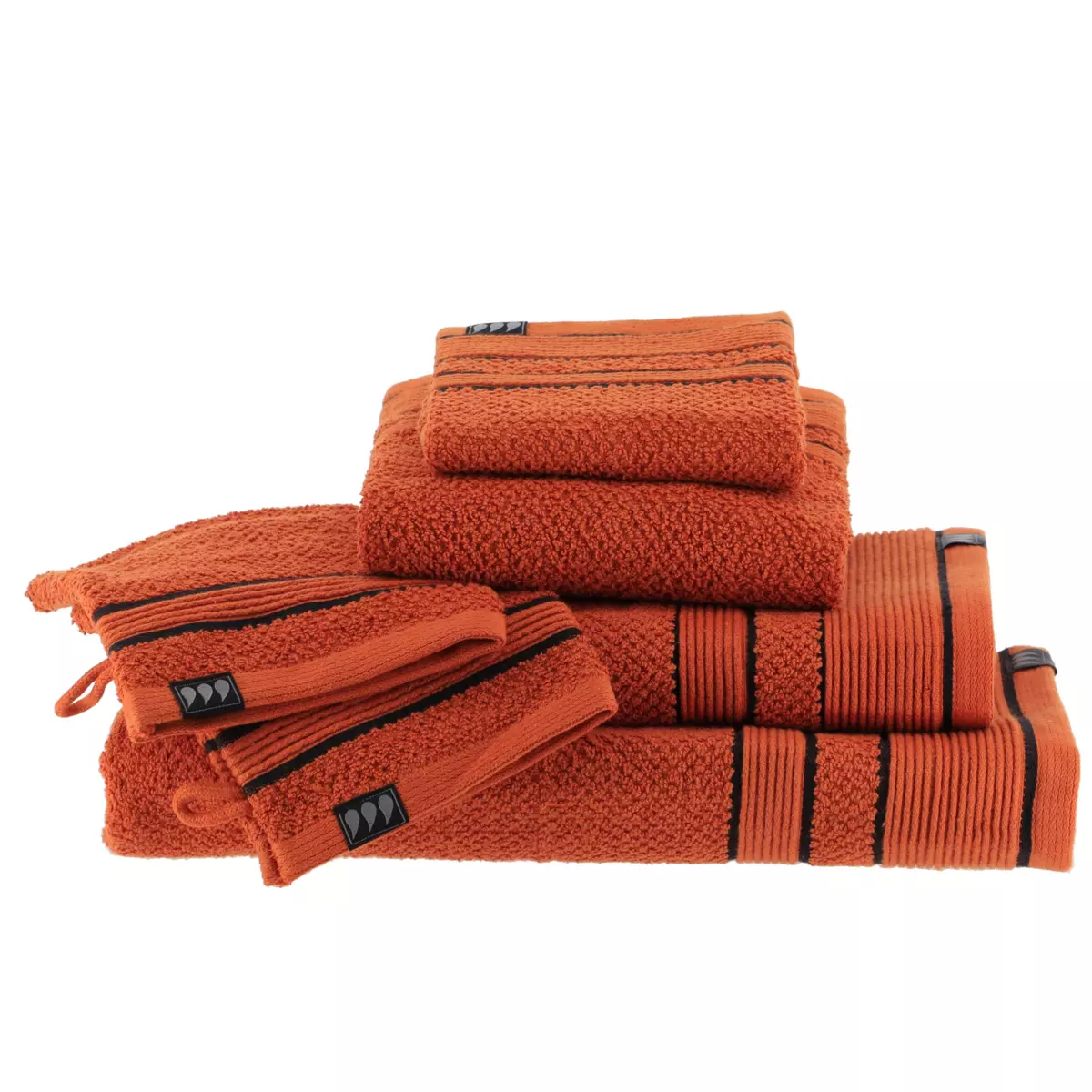 Set di due guanti in spugna di cotone Black Line Terracotta / nero 2