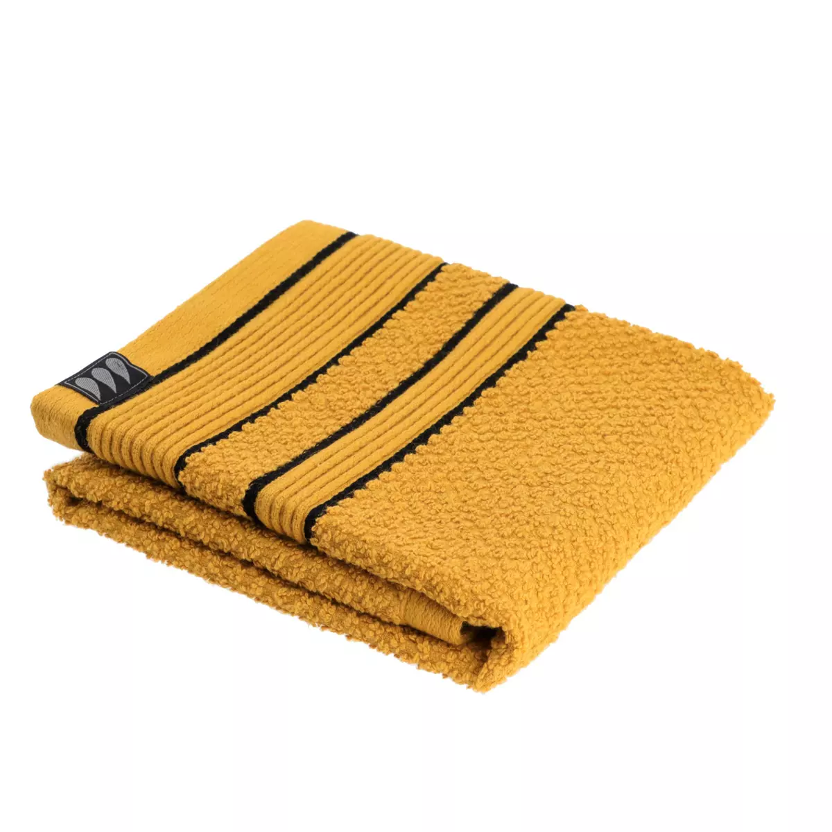 Badhanddoek katoen (30 x 50 cm) Black Line Okergeel / zwart