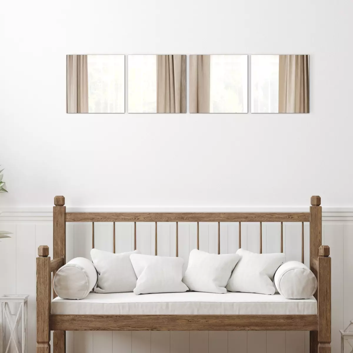 Set van 4 zelfklevende spiegels (H30 cm) Vierkanten