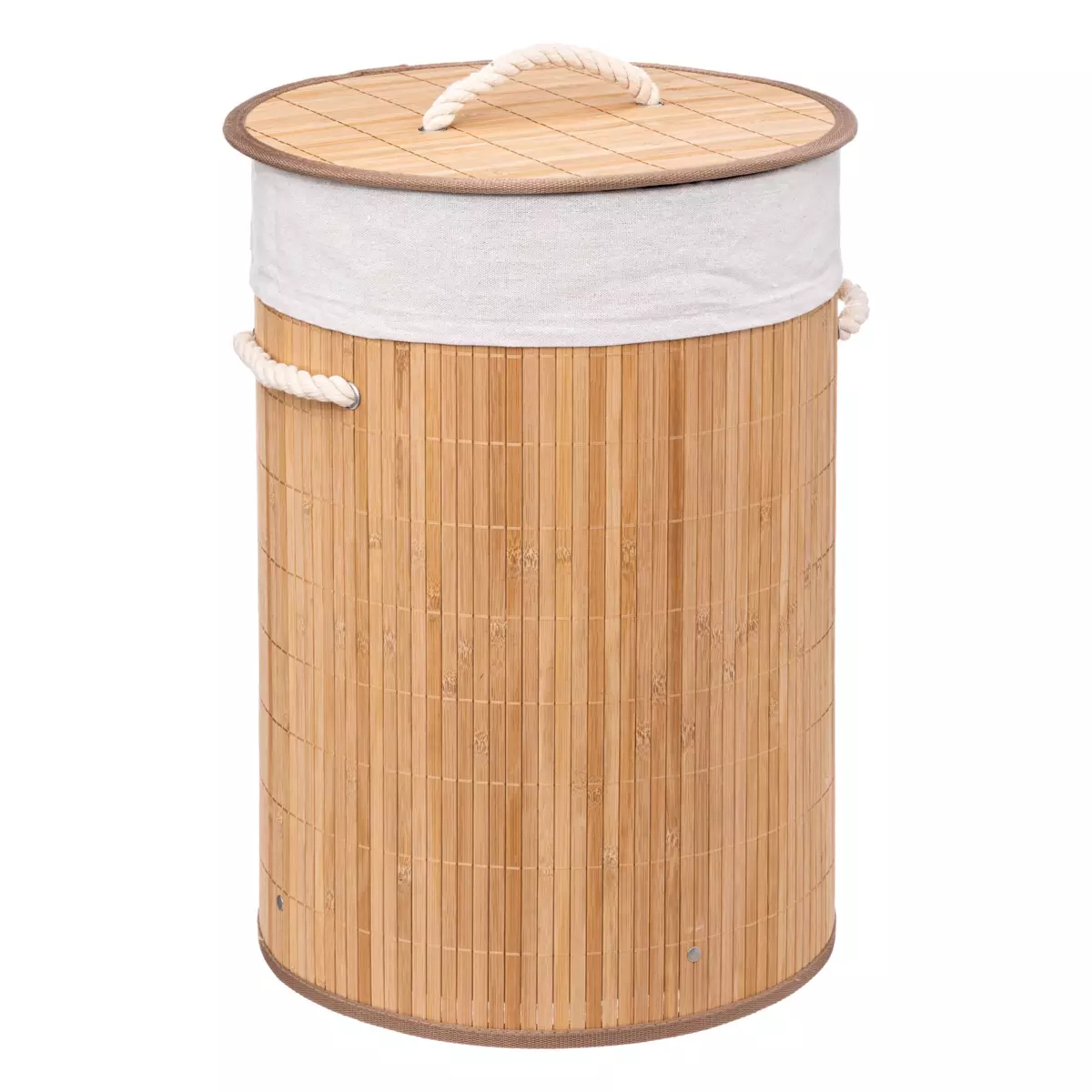 Cesta redonda de bambú para la ropa sucia Natural 1