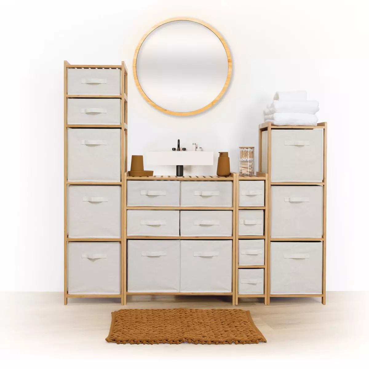 Möbel inkl. Boxen 4 Ebenen Tidy box Braun