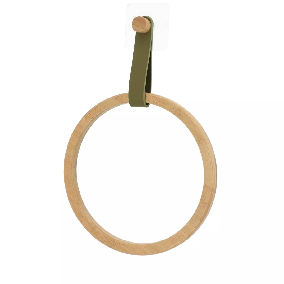 Porte serviette adhésif arrondi Easy Chic Kaki 2