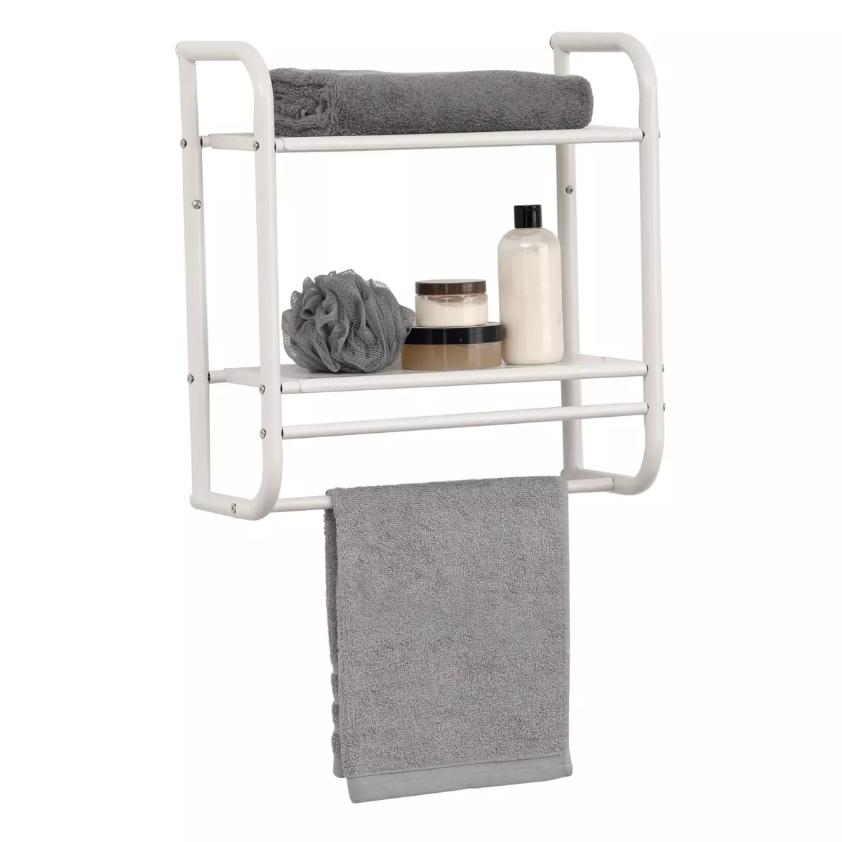 Mensola con porta asciugamano Metallo Bianco 1