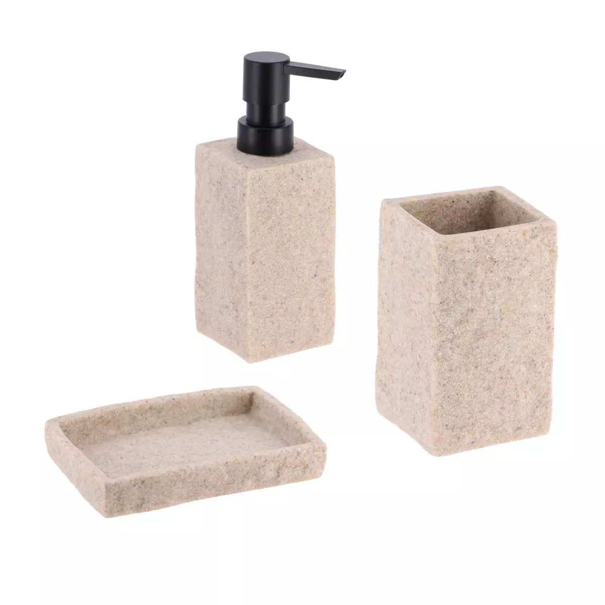 Set di accessori per il bagno effetto pietra Naturale 1