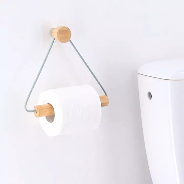 Portarotolo wc adesivo metallo e bambù Easy Chic Bianco 2