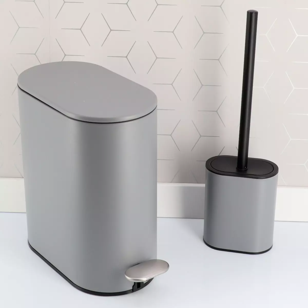 Brosse WC à tête plate Black Line Gris/Noir 2