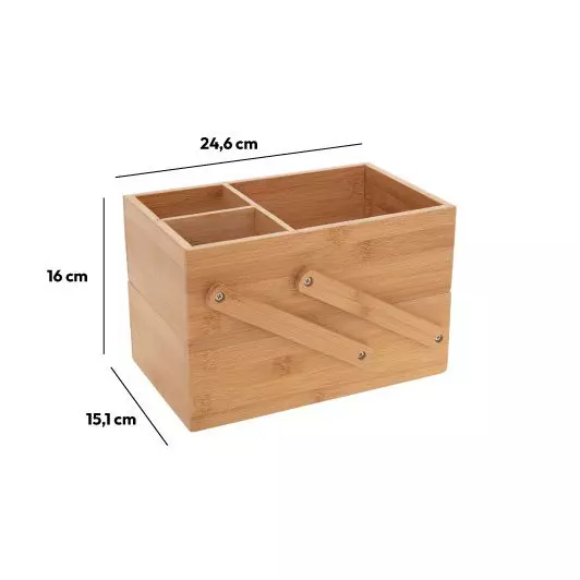 Organizador maquillaje con 2 niveles en Bambú 4