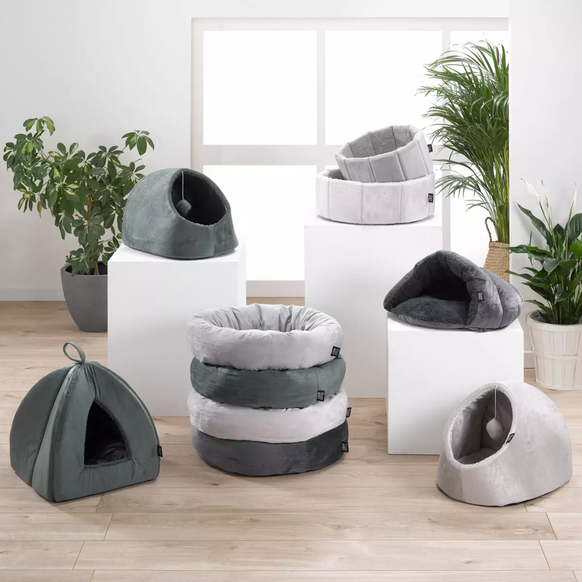 Kattenmand holletje met speeltje Sweet Cat L35 cm Antraciet 2