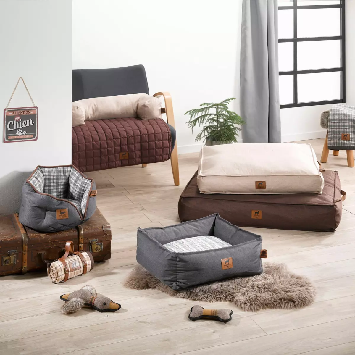 Mand rechthoekig (hond & kat) Héritage L65 cm Hazelnootkleur 2