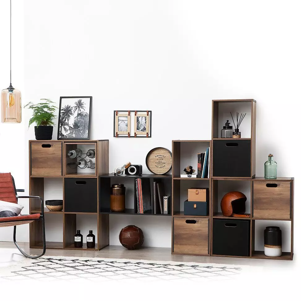 Boite de rangement (31 x 31 x 31 cm) Mano Bois foncé 2