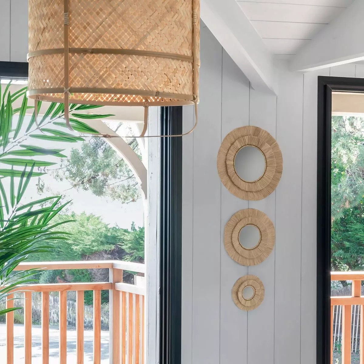 3er Set Spiegel aus Bast Alba Beige 2