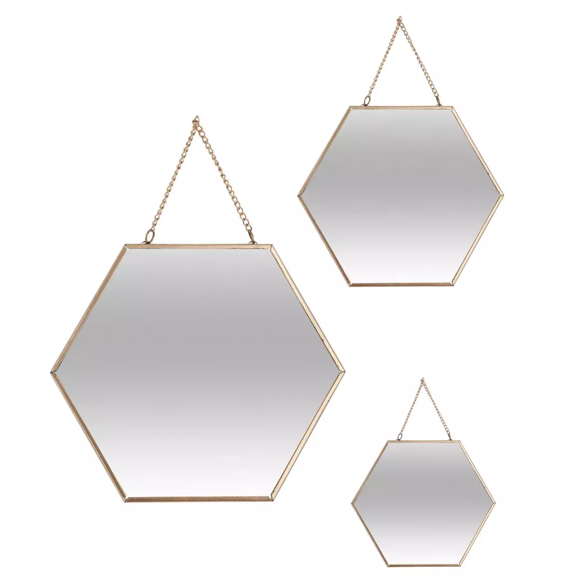 Lot de 3 miroirs Hexa Or 2