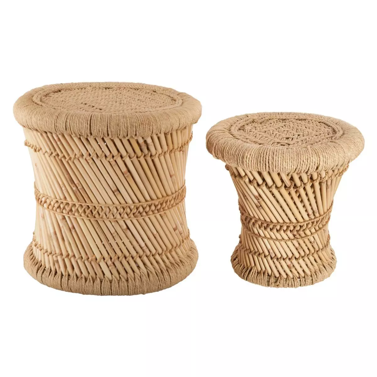 Lot de 2 tables d'appoint Corde Naturel 6