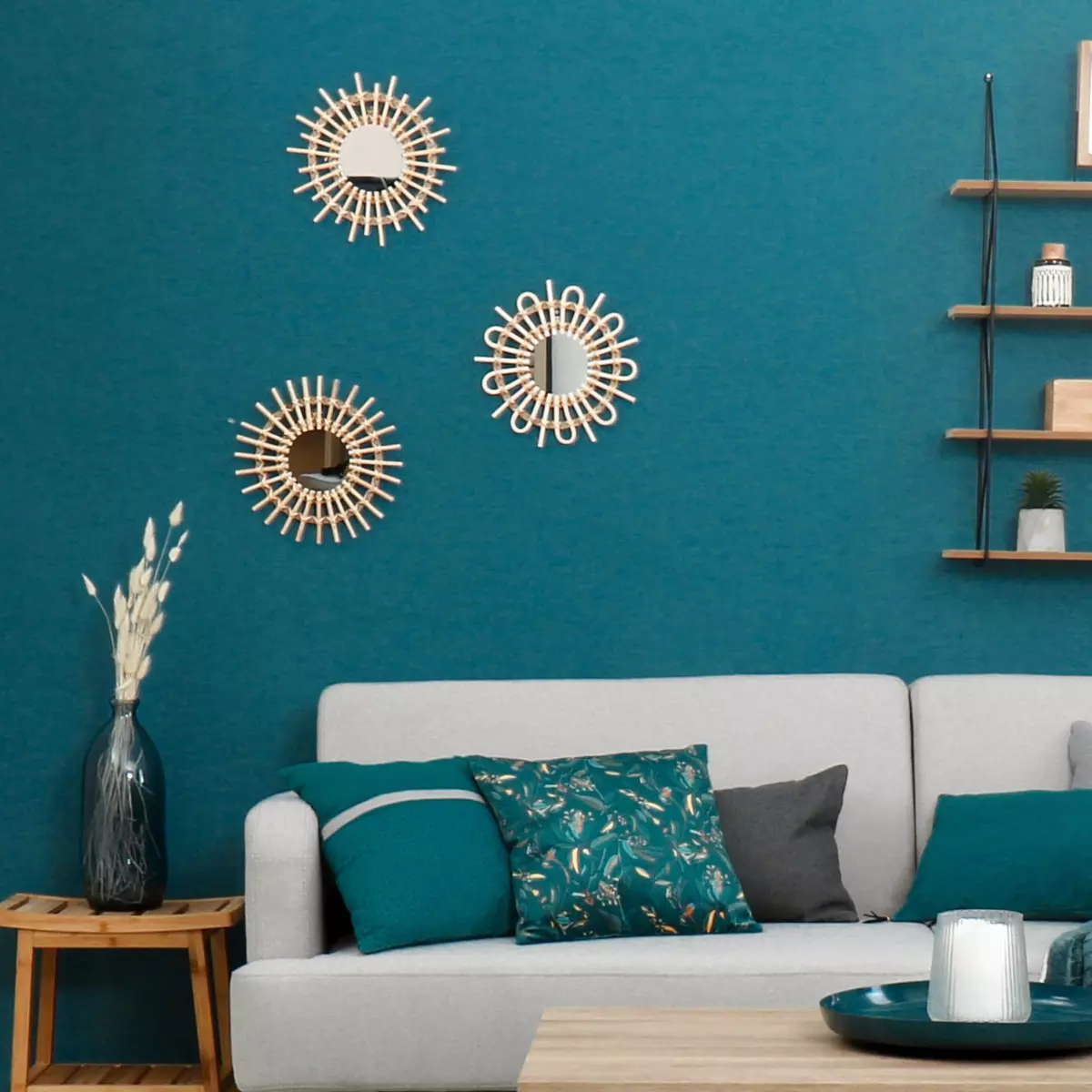 Lot de 3 miroirs Soleil Rotin Beige 3