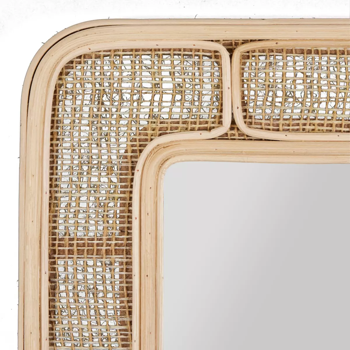 Rechthoekige rieten wandspiegel (H39 cm) Dalila Natuurlijk