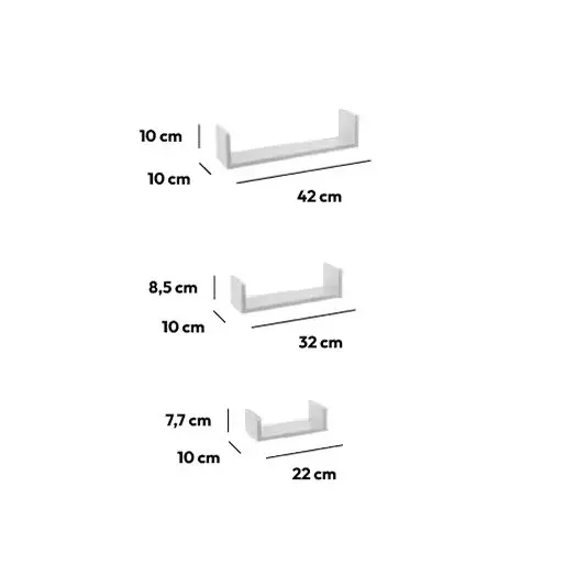 Lot de 3 étagères Bord Blanc 5