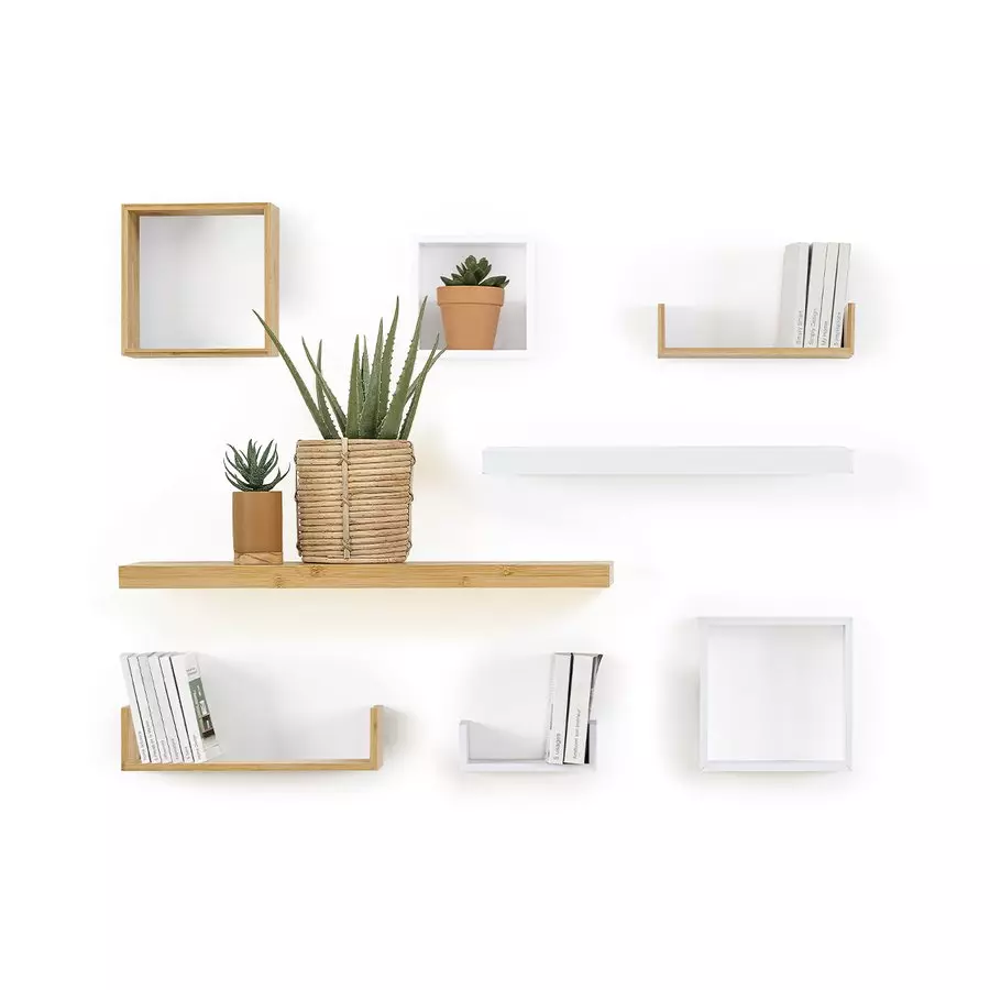 Lot de 3 étagères Cubes Fixy Bambou Naturel 2