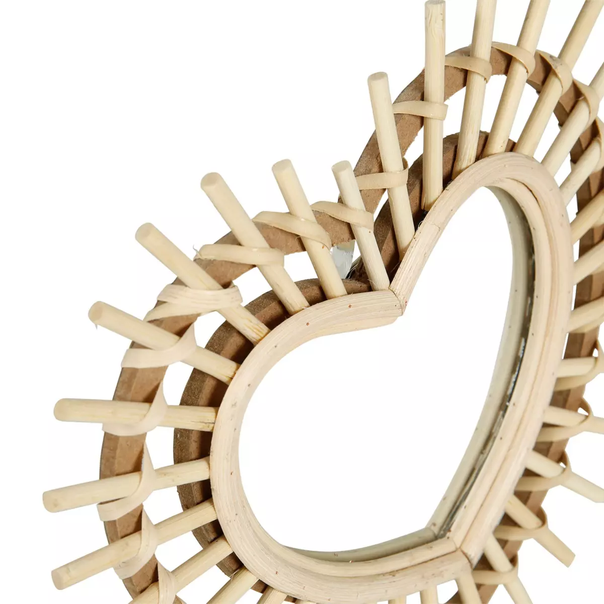 Miroir Bambou Coeur Beige 2