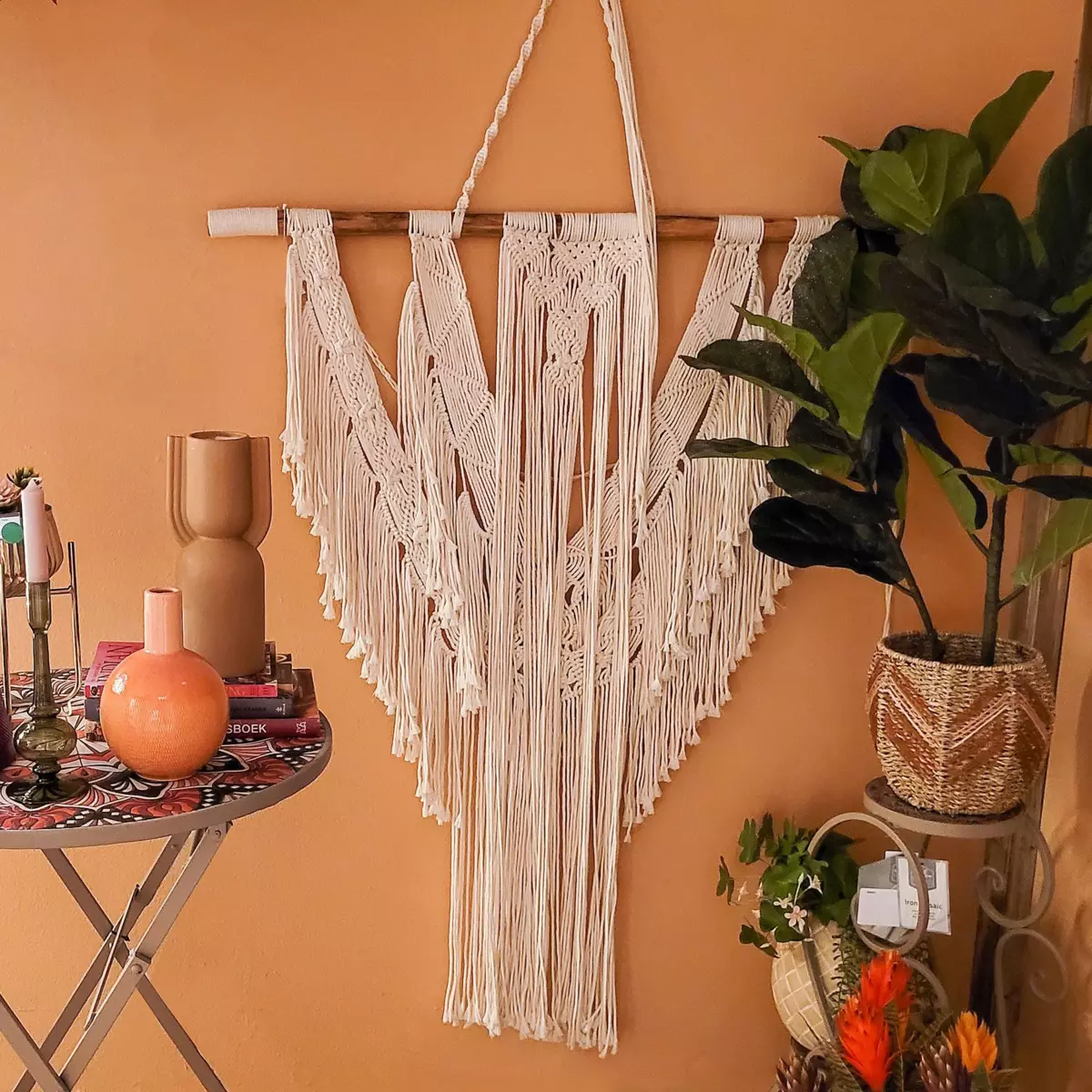 Décoration murale grand modèle Macramé Coton Beige 1