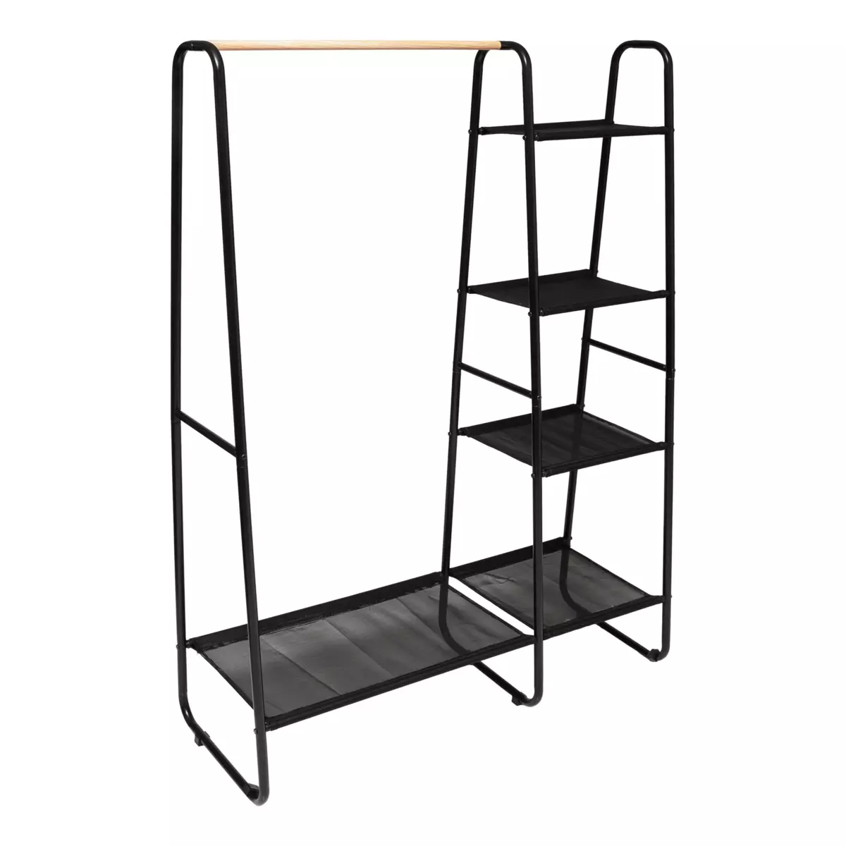 Kledingrek met planken Artemis Zwart 1