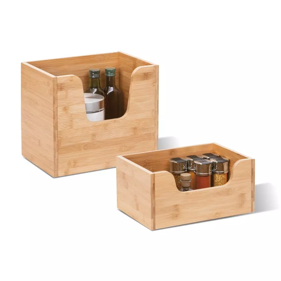 Stapelbare Aufbewahrungsbox Bambus H15 cm 2