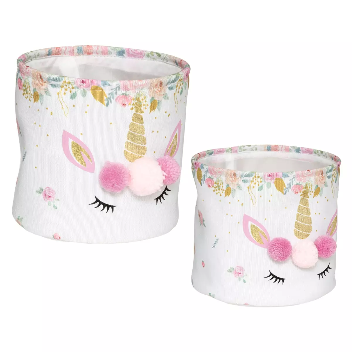 Lot de 2 paniers de rangement Licorne Rose 1