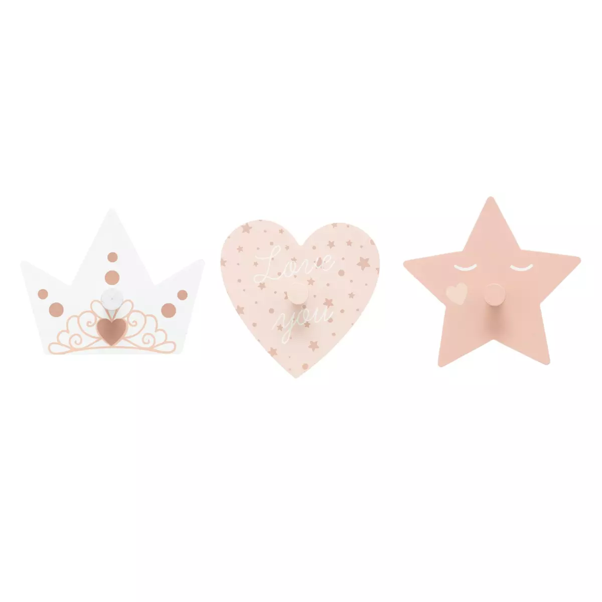 Lot de 3 patères Princesse Roses 1