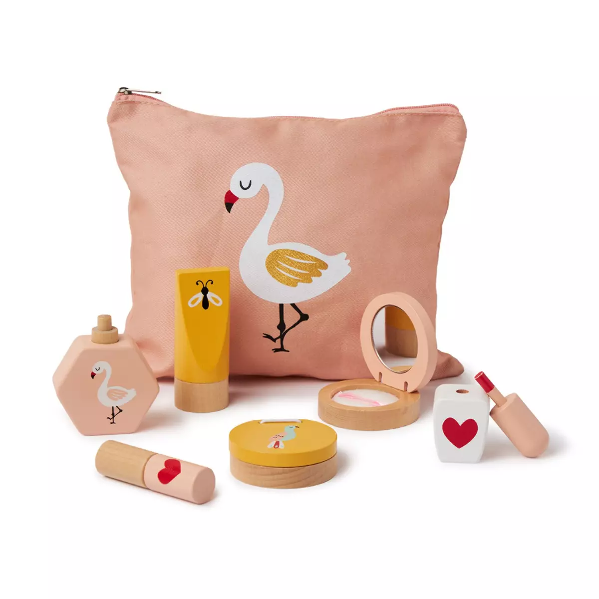 Trousse maquillage en bois Cygne Rose 1