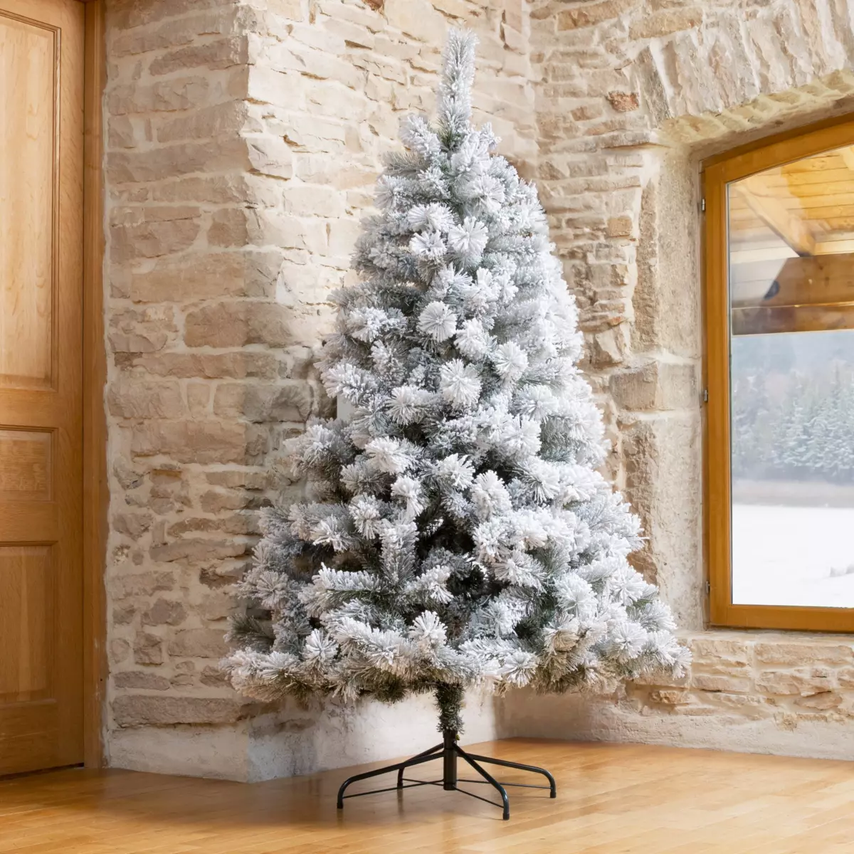 Albero di Natale artificiale Oregon Alt. 185 cm Verde innevato 5