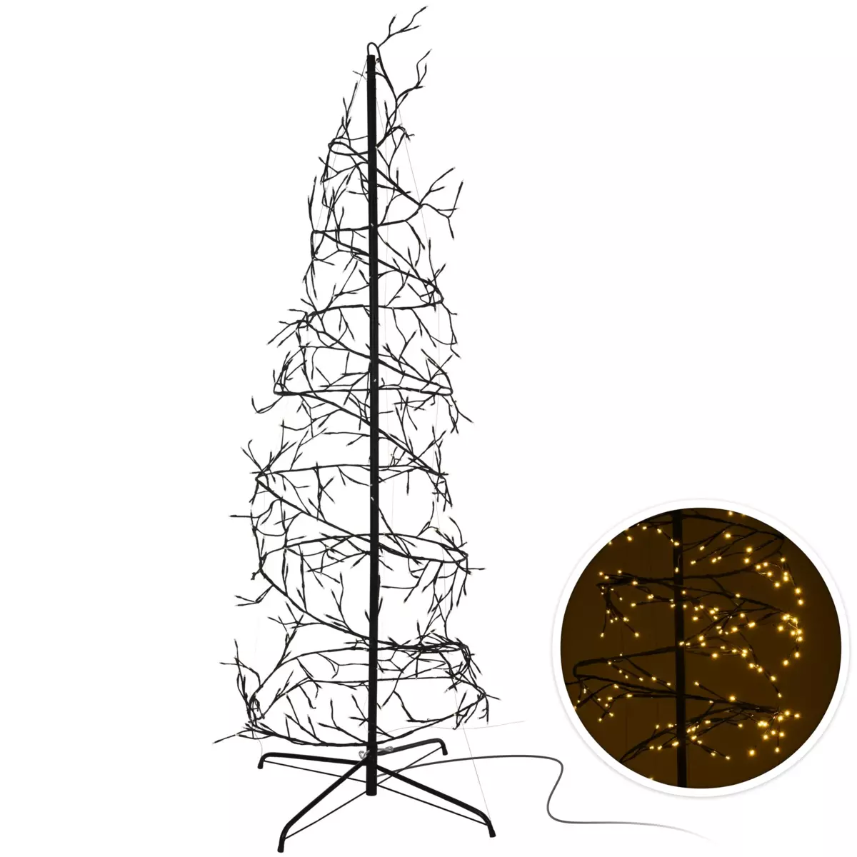 Árbol espiral luminoso Spiralis Negro Alto 150 cm Blanco cálido 2