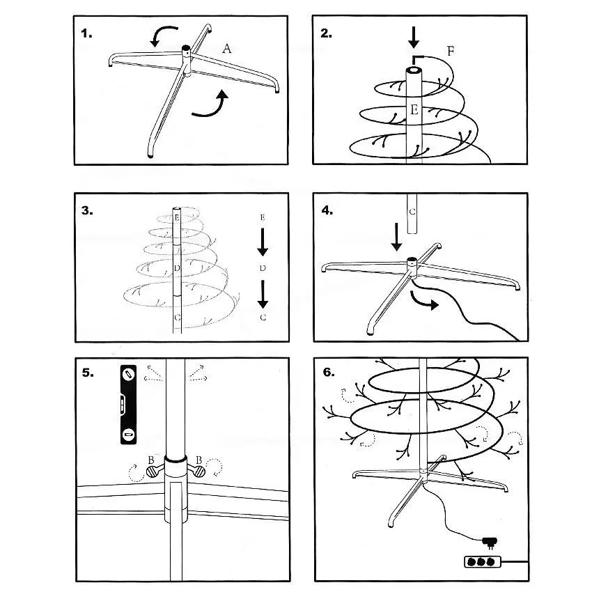 Árbol espiral luminoso Spiralis Negro Alto 150 cm Blanco cálido 5