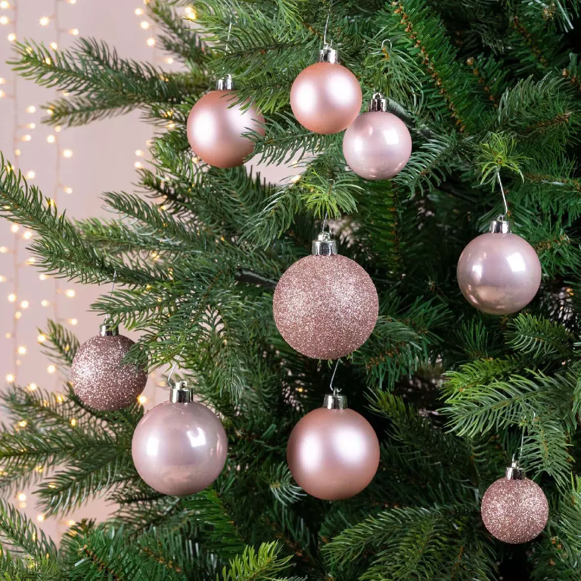 30er Set Weihnachtskugeln Alpin Puderrosa 2