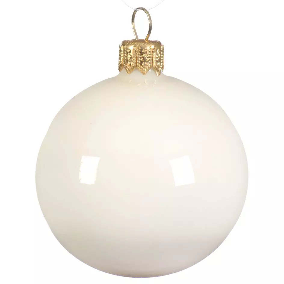 Lot de 6 boules de Noël en verre (D80 mm) Arctique brillantes Blanc laine  2