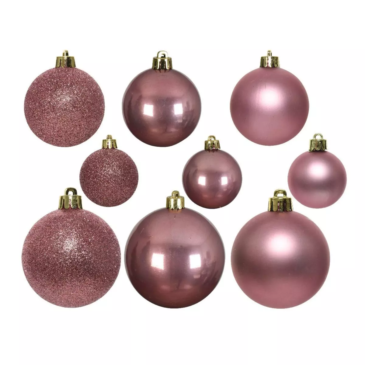 Lot de 30 boules de Noël assorties Alpine Vieux rose