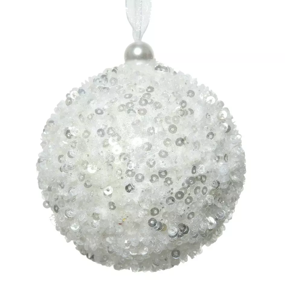 Lot de 12 boules de Noël (D80 mm) Fun Blanc 2