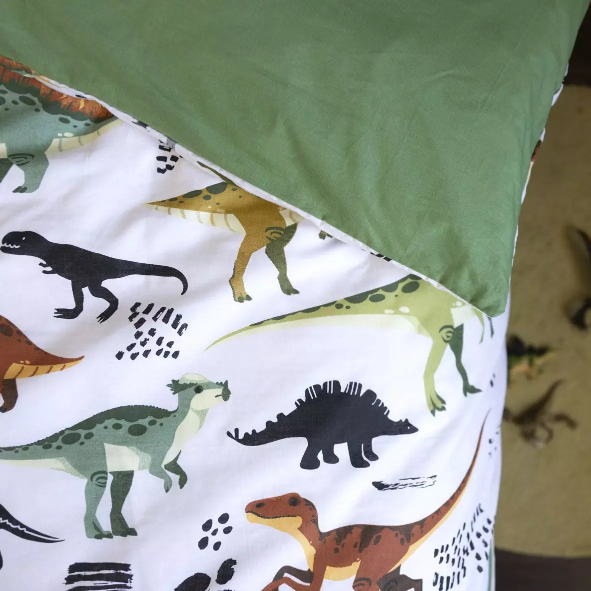 Housse de couette et une taie enfant coton (140 cm) Cretace Verte 5