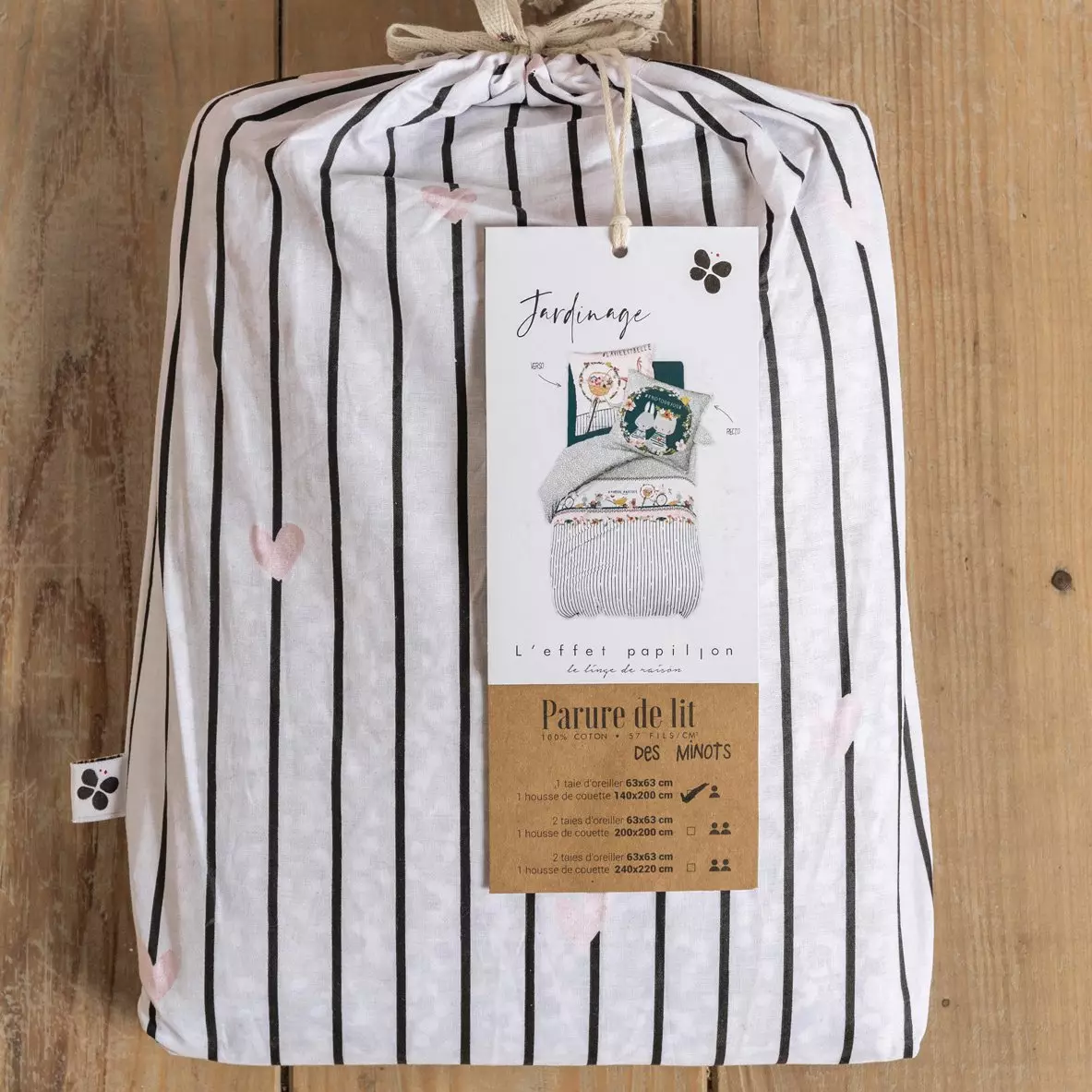 Housse de couette et une taie enfant coton (140 cm) Jardinage Multicolore 6