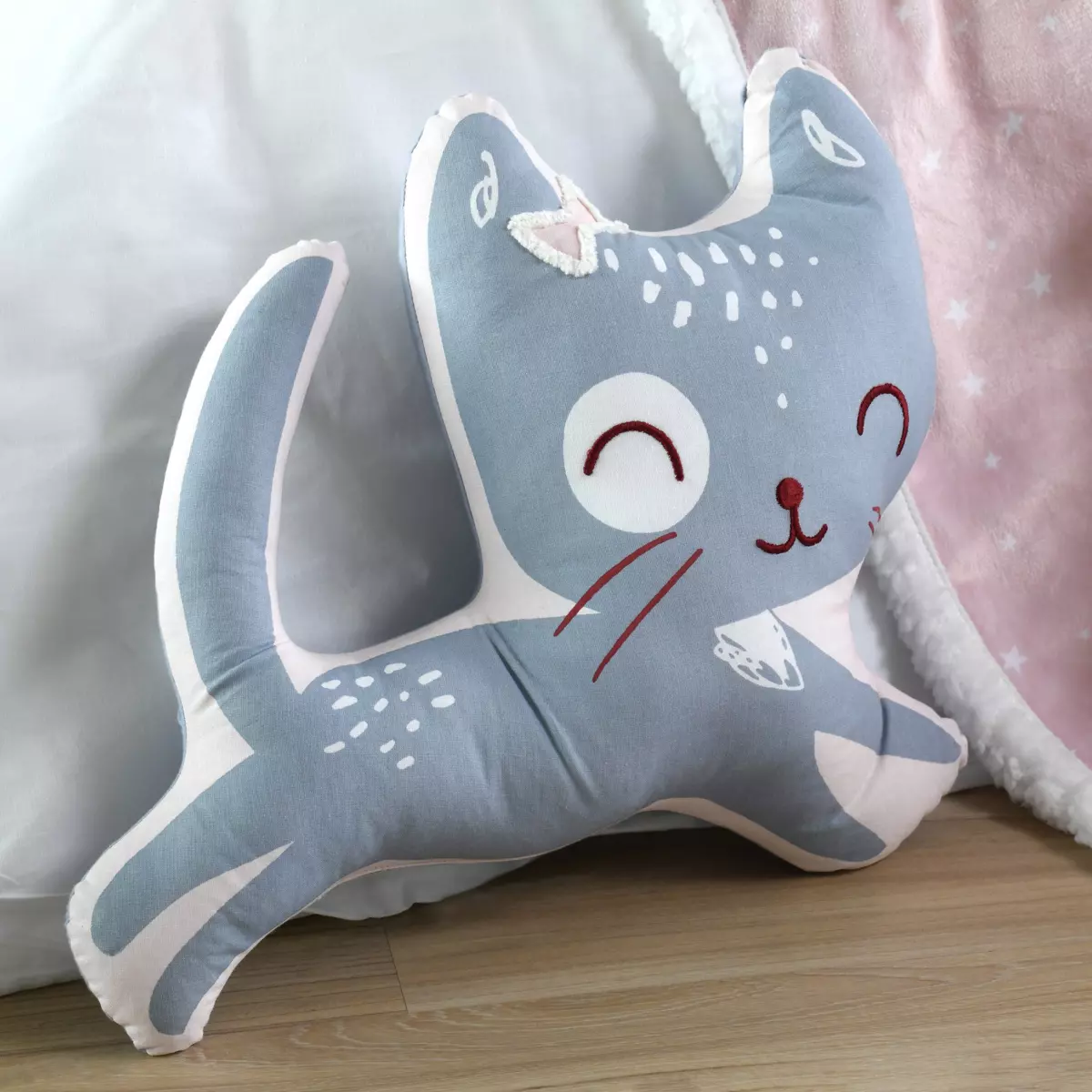 Coussin chat enfant (40 cm) Zoeline Gris souris 1