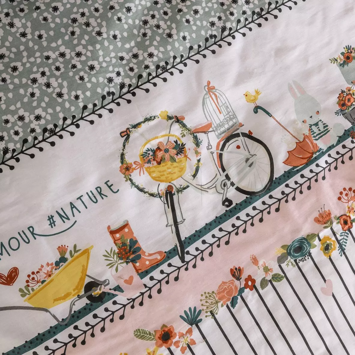 Dekbedovertrek en twee kussenslopen katoen (240 cm) Jardinage Meerkleurig 3